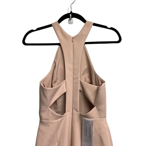 BCBGMAXAZRIA Sleeveless Keyhole Halter Gown  Maxi Dress Pink 4 - Picture 4 of 9